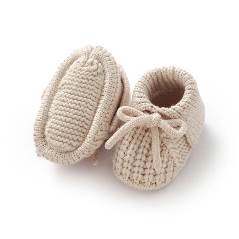 Baby Shoes Knitted Infant Child Bed Footwear 0-18M Cute Turn-down Breathable Newborn Boys Girls Walk Boots Fashion Solid Bandage