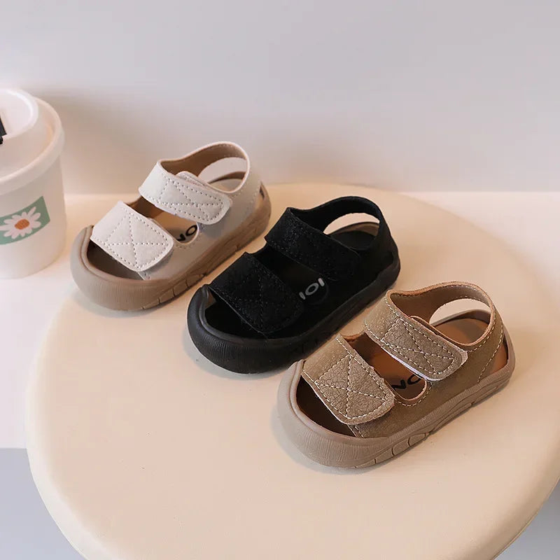 Simple Women's Baby Shoes Anti-collision Soft Bottom Sandals For Boys Ages 1-3 Learning To Walk Beach Shoes